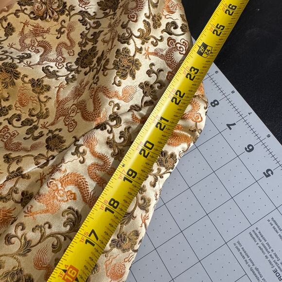 Vintage Gold Dragon Brocade Mandarin Jacket XS Longline Asian Inspired Blazer - Picture 15 of 16